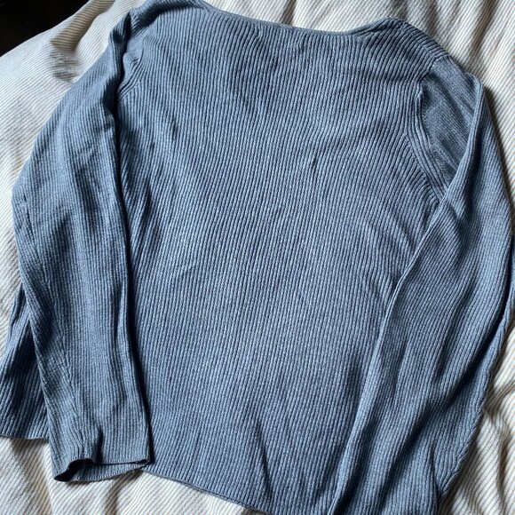 Grey Ribbed Square Neck Banana Republic Sweater - Picture 5 of 5